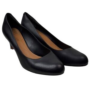 Clarks Collection Heel Pumps Women's 11 Black Leather‎ Round Toe  Classic Shoes